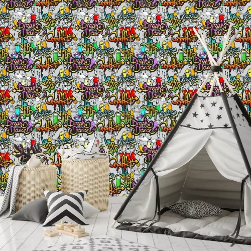 Tapete Graffiti characters seamless pattern
