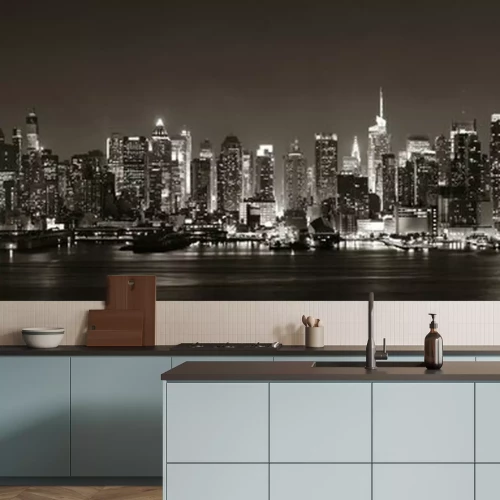 Fototapete New York schwarz-weißes weites Panorama