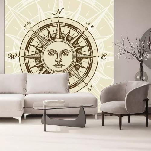 Sticker Weinlese Sonne Windrose