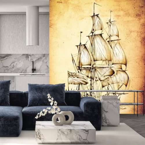 Fototapete Skizze der britischen Galeone