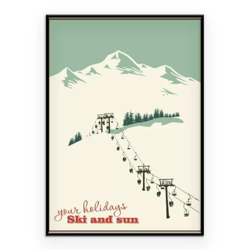 Poster Eine einfache Skiillustration im Retro-Stil.