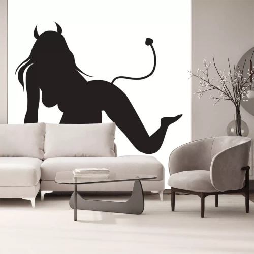 Sticker Vector of beautiful sexy devil women silhouettes isolated