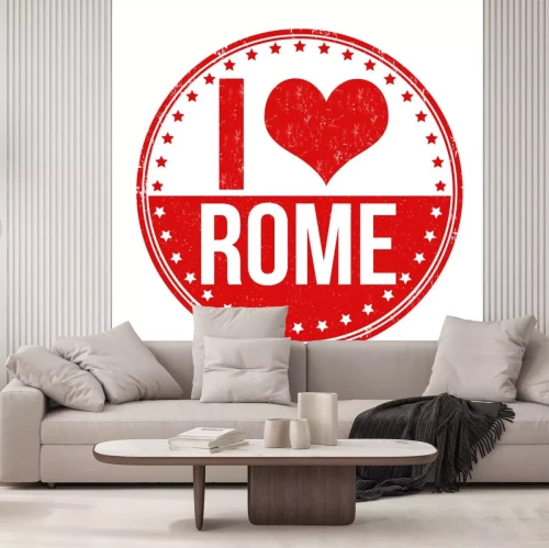 Sticker I love Rome stamp