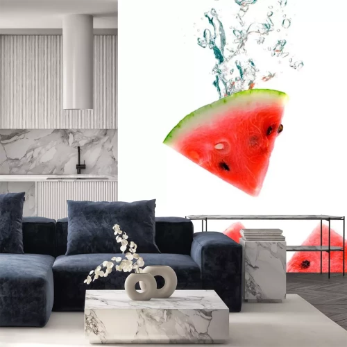 Sticker Wassermelone in Wasser fallen mit einem großen Spritzer