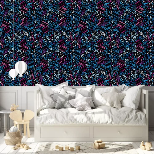 Tapete Vector bunte gepunktete Musik nahtlose Muster mit Musiknoten