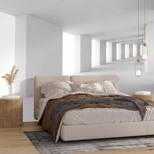 Fototapete Ein weißer Korridor mit 3D-Effekt-Highlights