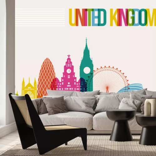 Sticker Reisen Großbritannien Ziel der Sehenswürdigkeiten Skyline Hintergrund