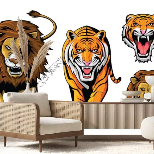 Sticker Tiger und Löwe in Bewegung Grafik
