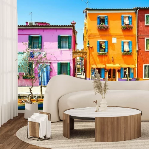 Fototapete Farbenfrohe gesättigte häuser in venedig
