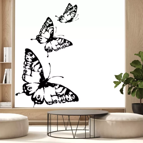 Sticker Schwarze Schmetterlinge auf weißem Hintergrund