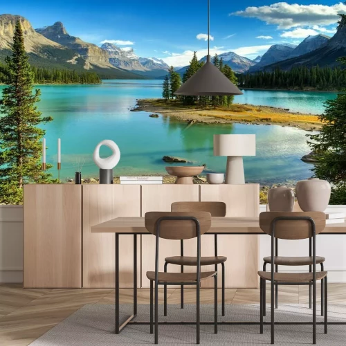 Fototapete Geist Isalnd in Maligne Lake