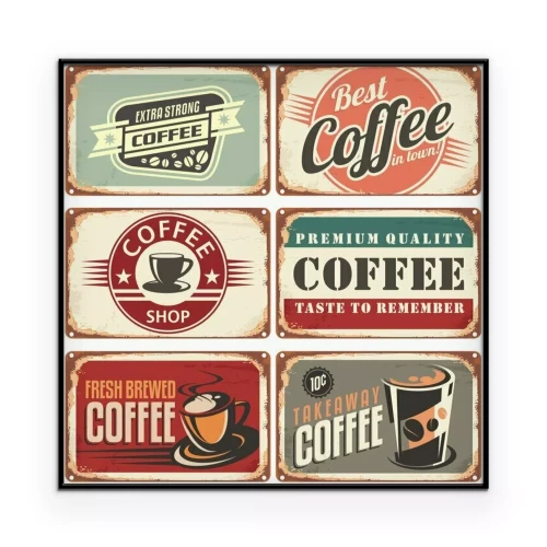 Poster Kaffeenamen auf alten Vintage-Schildern