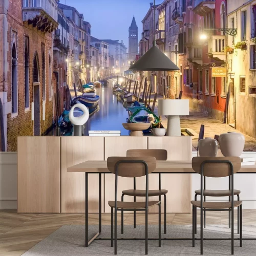 Fototapete Straße von venedig bei nacht