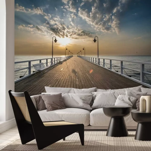 Fototapete Leere hölzerne Mole