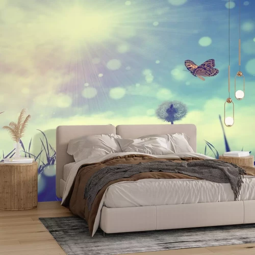 Sticker Schmetterling auf Retro-Foto