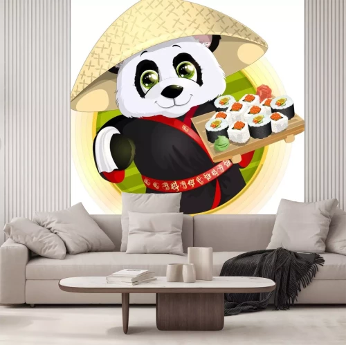 Sticker Pandabär mit Sushi-Set