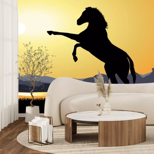 Sticker Tiere Schatten eines Reitpferds in vollem Sonnenlicht