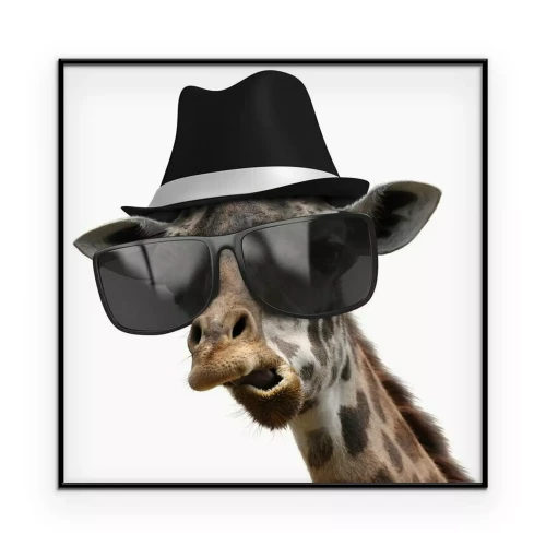 Poster Lustige Giraffe mit Brille und Hut