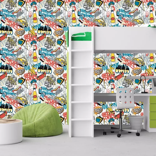 Tapete New Yorker Collage von Symbolen