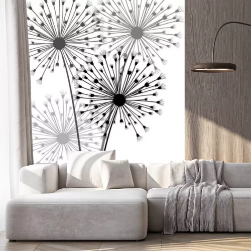 Sticker Blumen auf einer Schwarz-Weiß-Darstellung