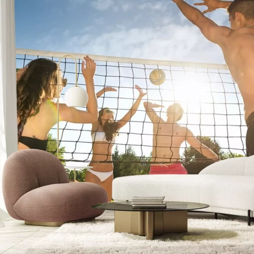 Sticker Freunde spielen Volleyball am Strand