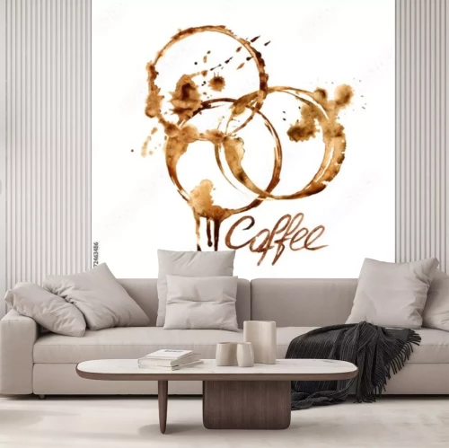 Sticker Watercolor emblem with coffee stains