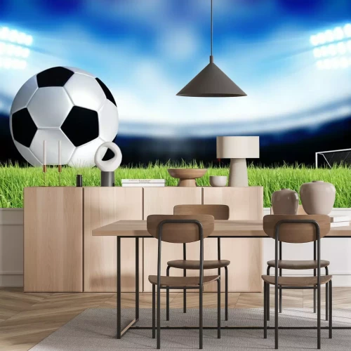 Fototapete Ein Ball auf dem Stadionrasen