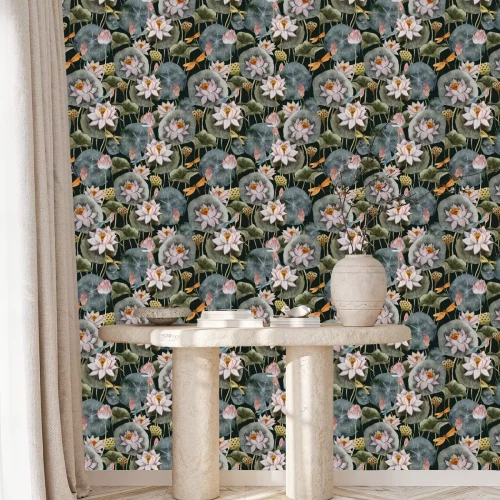 Tapete Lotus und Libellen