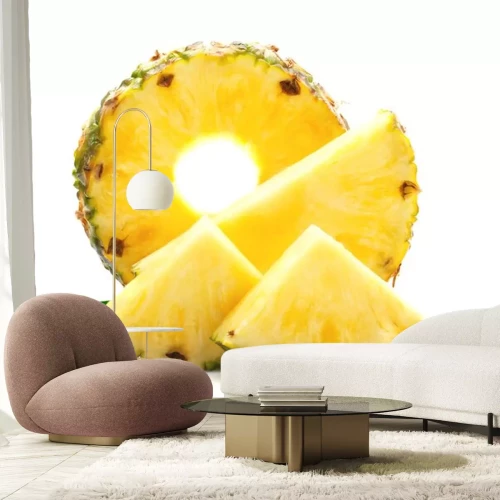 Sticker Geschnittene Ananas auf weißem Hintergrund