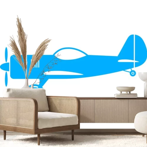 Sticker Blaue Flugzeug-Symbol auf weißem Hintergrund