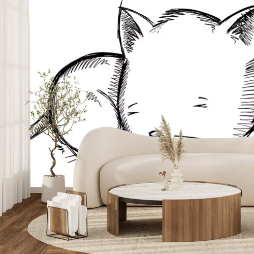 Sticker Skizze eines schlafenden Kätzchens