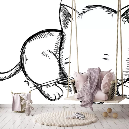 Sticker Skizze eines schlafenden Kätzchens