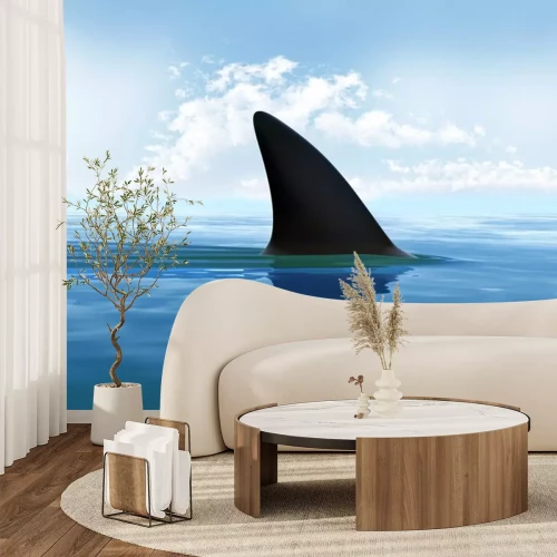 Sticker Haifischflosse über Wasser