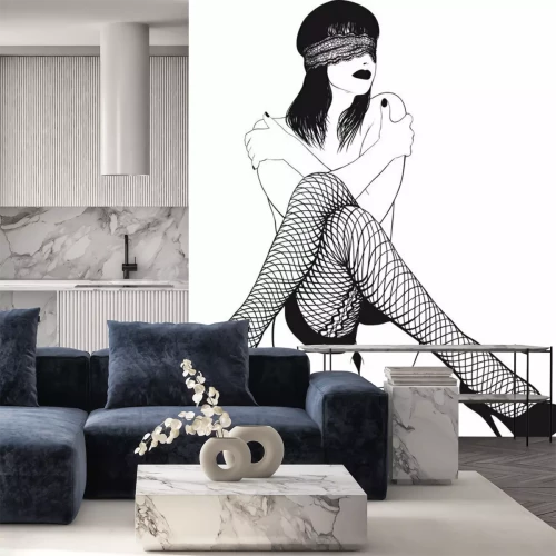 Fototapete Eine Frau mit schwarzer Maske