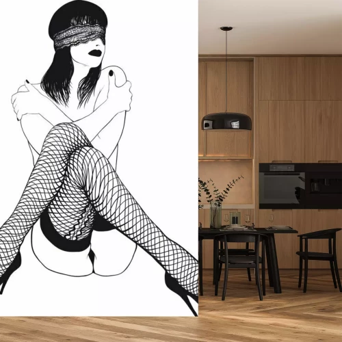 Sticker Eine Frau mit schwarzer Maske