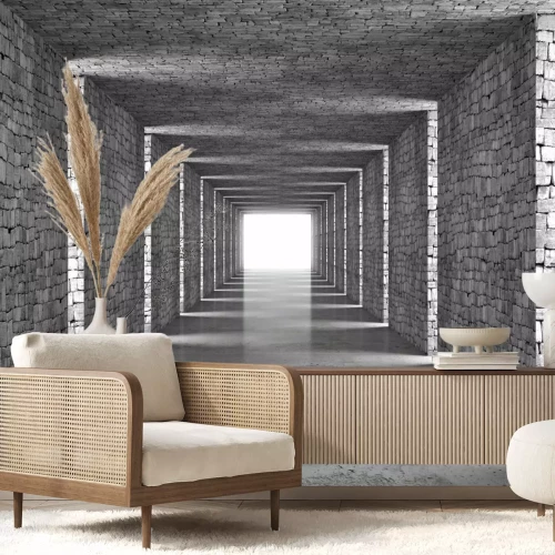 Fototapete Steintunnel mit 3D-Löchern