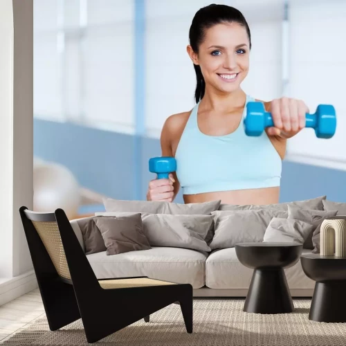 Sticker Fitnesstraining mit Hanteln.