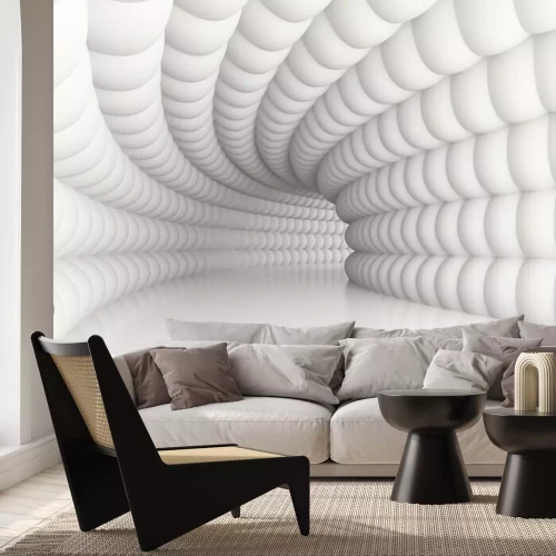 Sticker Futuristischer weißer 3D-Tunnel mit konvexen Wände
