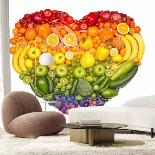 Sticker Regenbogenherz von Obst und Gemüse