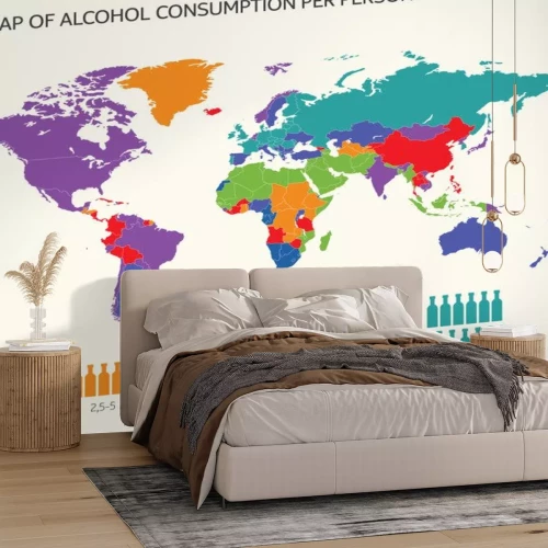 Sticker Karte des Alkoholkonsums pro Person in der Welt