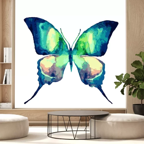 Sticker Türkisfarbener Schmetterling in Aquarell