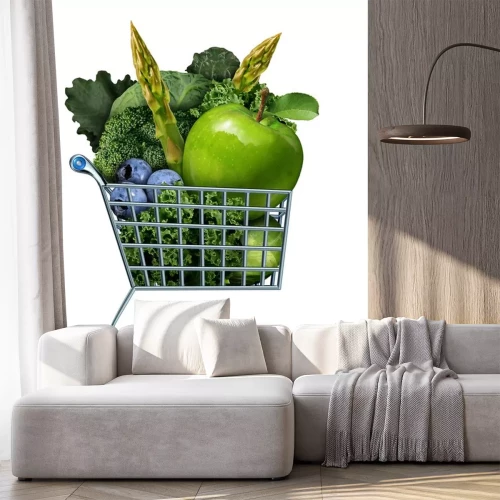 Sticker Gemüse und Obst im Einkaufskorb