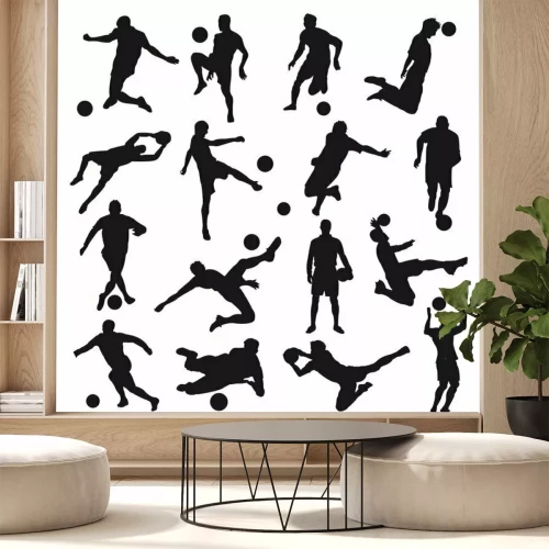 Sticker Fußballspieler in verschiedenen Posen auf weißem Hintergrund