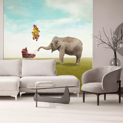 Sticker Elefanten und Luftballons am Kinderwagen