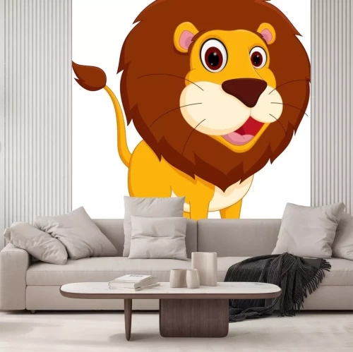 Sticker Cartoon-Löwe mit einem größeren und einem kleineren Auge