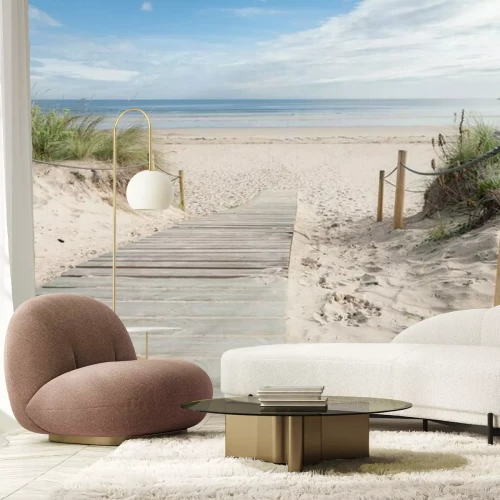 Fototapete Holzpromenade zum Strand