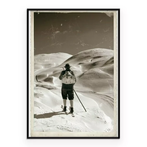 Poster Skifahrer der alten Schule