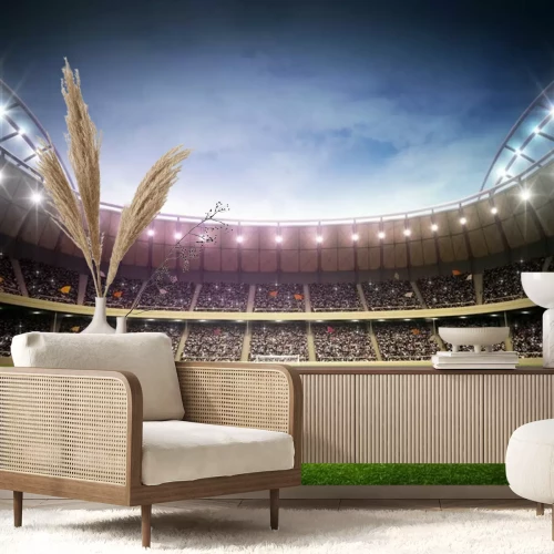 Fototapete Ein Blick auf die vollbesetzten Tribünen im Fußballstadion