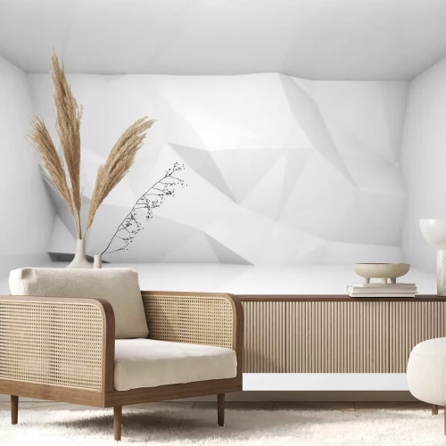 Fototapete Weißer Raum mit geometrischer 3D-Wand