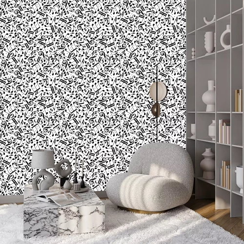 Tapete Vector schwarzen Noten und Violinschlüssel nahtlose Muster auf